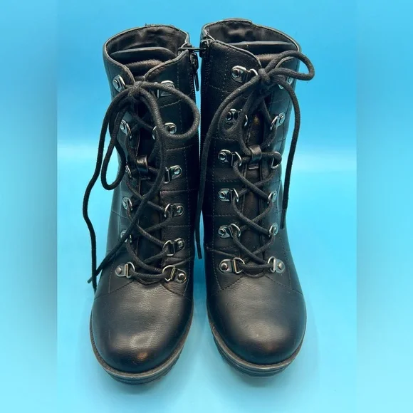 BCBG Black Lace-Up High Heel Boots - Picture 2 of 9